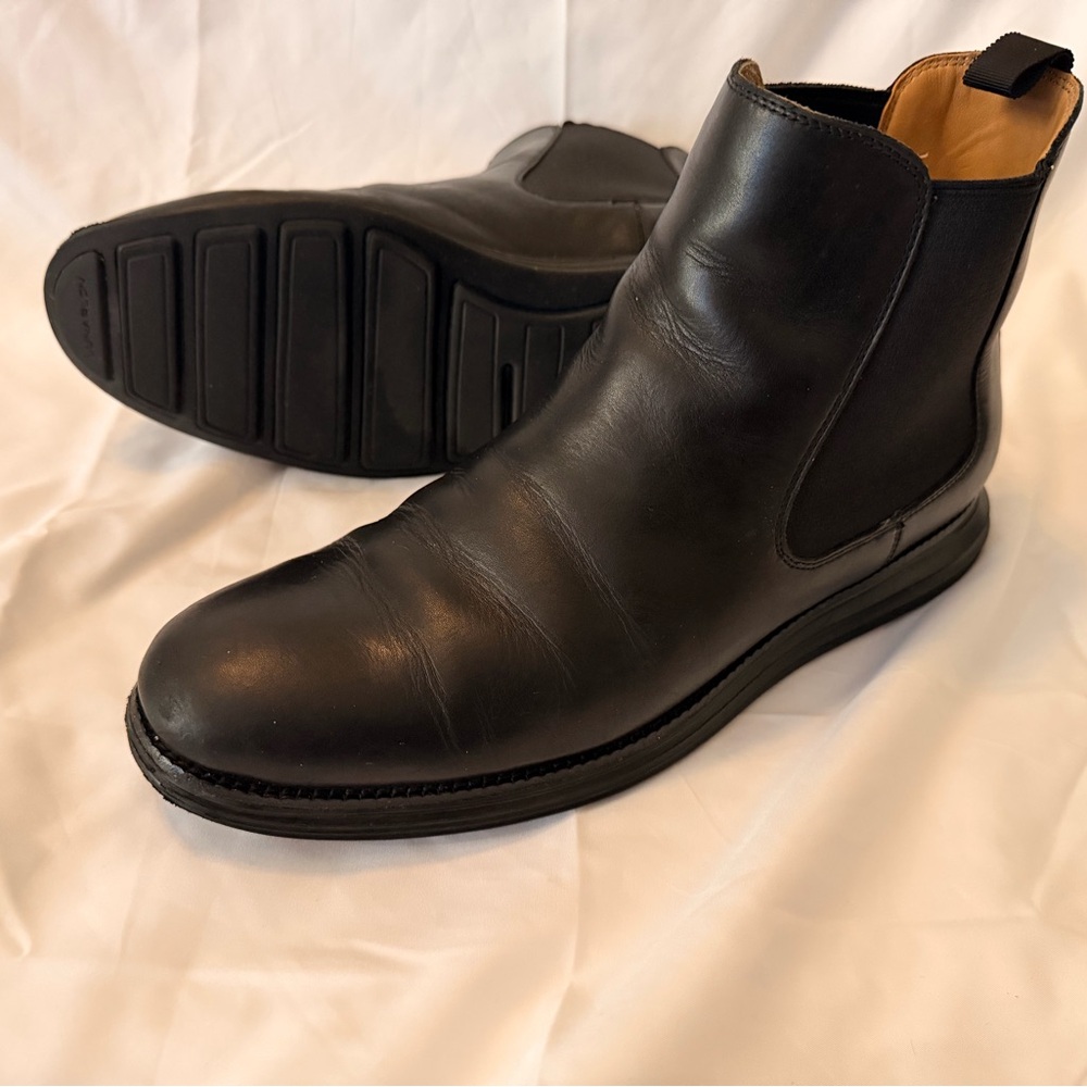 Cole Haan Black Leather Slip-On Loafers zero grand
